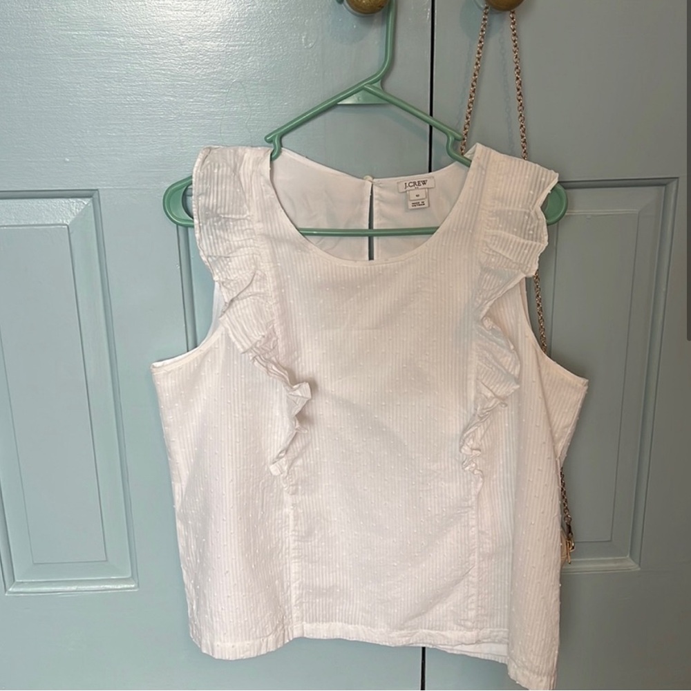 J. Crew factory White pinstripe/seersucker sleeveless top